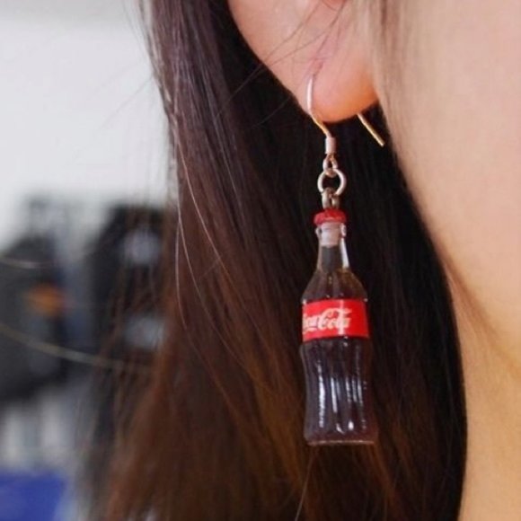 NEW!! COCA COLA Bottle Dainty Dangle Earrings - CHARMING LIGHTWEIGHT GAG GIFT - Picture 7 of 8